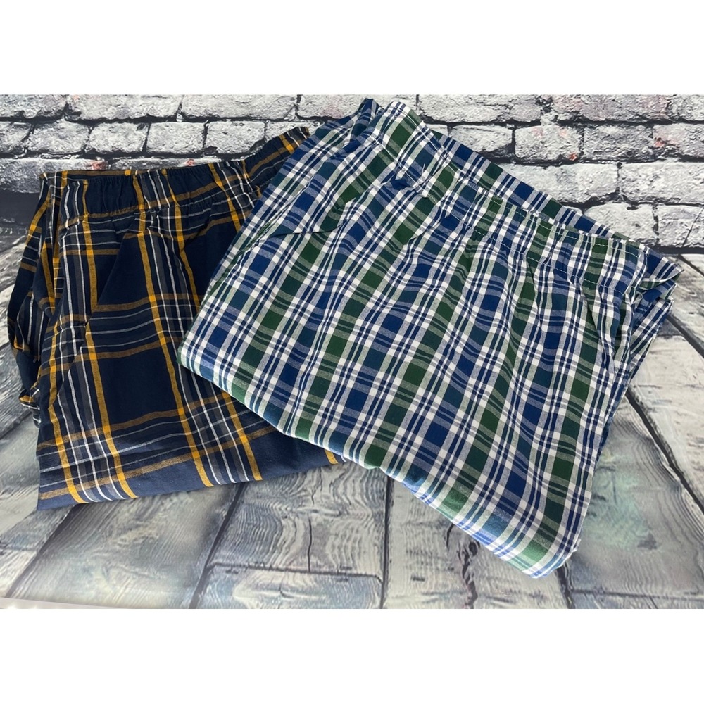 Old Navy Plaid Pajama Pants Lot of 2 Mens XL Navy Yellow Green Blue Sleepwear
